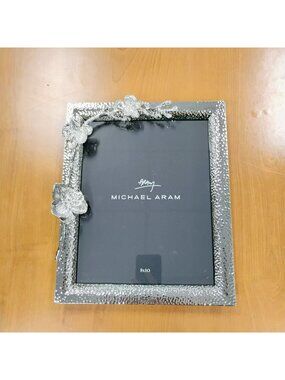Michael Aram Silver White Orchid Frame for 8x10 Photo, Hammered Floral Accents